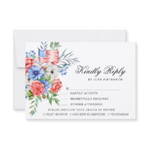 Red White & Blue Bouquet | RSVP-Karte zum Essen