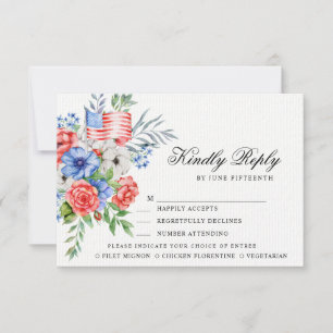 Red White & Blue Bouquet RSVP-Karte zum Essen RSVP Karte