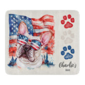 Red White Blue Bulldog Hund American Flag Schneidebrett (Vorderseite)