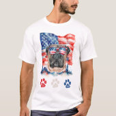 Red White Blue Bullmastiff Dog Woof 4. Juli T-Shirt (Vorderseite)