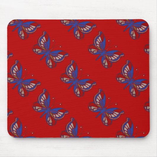Red White Blue Butterfly Red Mousepad (Vorne)
