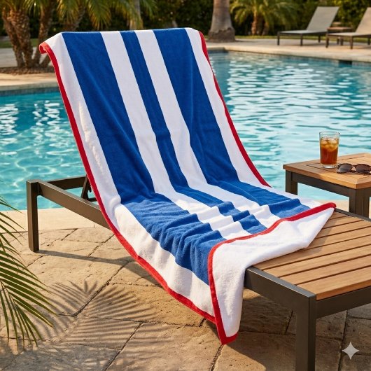 Red White Blue Cabana Stripe Strandtuch