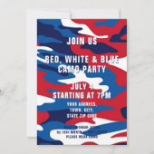 Red White Blue Camouflage 4. Juli Party Einladung (Vorderseite)