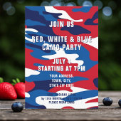 Red White Blue Camouflage 4. Juli Party Einladung