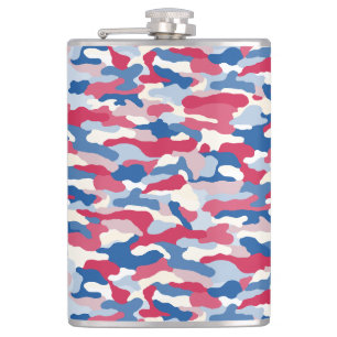 Red White & Blue Camouflage 8 oz. Flachmann