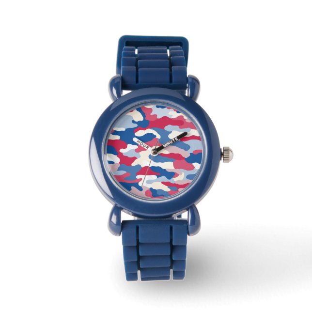 Red White & Blue Camouflage Armbanduhr (Vorderseite)