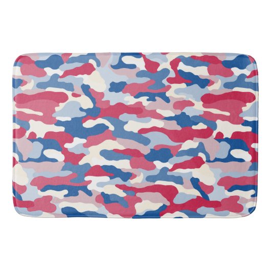 Red White & Blue Camouflage Badematte (Vorderseite)