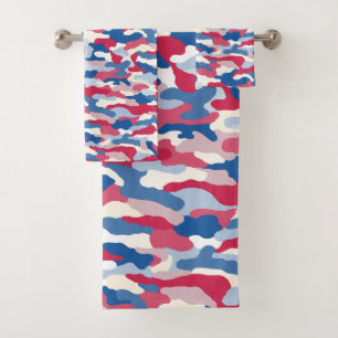 Red White & Blue Camouflage Badhandtuch Set