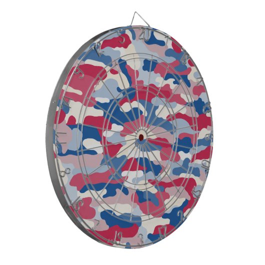 Red White & Blue Camouflage Dartscheibe (Vorderseite Links)