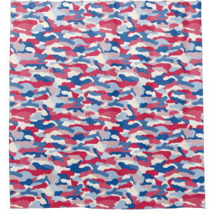 Red White & Blue Camouflage Duschvorhang