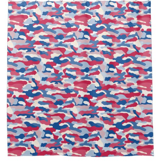 Red White & Blue Camouflage Duschvorhang (Vorderseite)