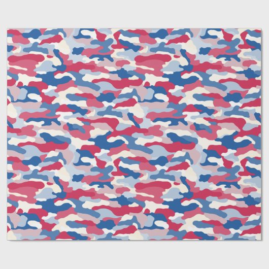 Red White Blue Camouflage Geschenkpapier (Flach)