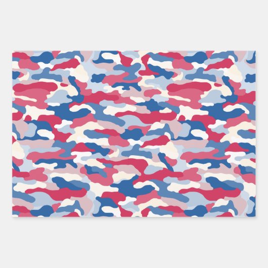 Red White & Blue Camouflage Geschenkpapier Set (Vorderseite 2)