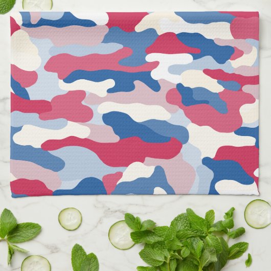 Red White & Blue Camouflage Geschirrtuch (Gefaltet)