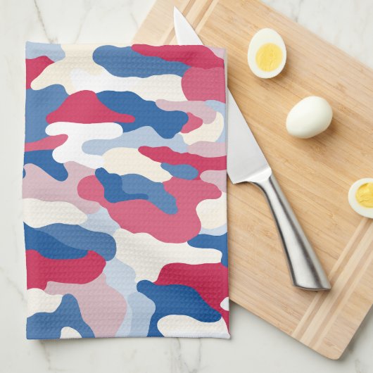 Red White & Blue Camouflage Geschirrtuch (Viertel Falte)