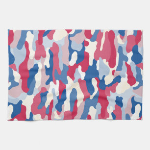 Red White & Blue Camouflage Geschirrtuch