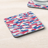 Red White & Blue Camouflage Getränkeuntersetzer (Linke Seite)
