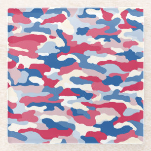 Red White & Blue Camouflage Glasuntersetzer