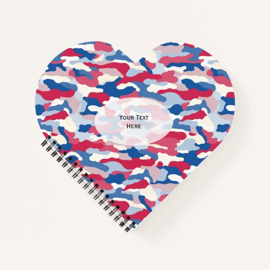 Red White & Blue Camouflage Herz Notizblock (Vorderseite)