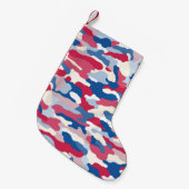 Red White & Blue Camouflage Kleiner Weihnachtsstrumpf (Vorderansicht (hängend))