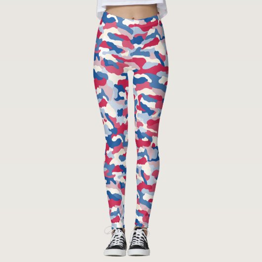 Red White & Blue Camouflage Leggings (Vorderseite)