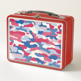 Red White & Blue Camouflage Metall Brotdose
