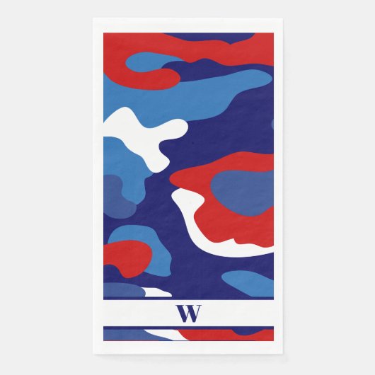 Red White Blue Camouflage Monogram 4. Juli Patriot Serviette (Vorderseite)