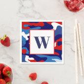 Red White Blue Camouflage Monogram Party Napkins Serviette (Beispiel)