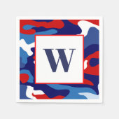 Red White Blue Camouflage Monogram Party Napkins Serviette (Vorderseite)