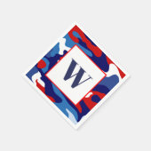 Red White Blue Camouflage Monogram Party Napkins Serviette (Ecke)
