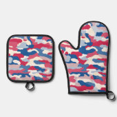 Red White & Blue Camouflage Ofenhandschuh & Topflappen-Set (Vorderseite)
