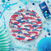 Red White & Blue Camouflage Pappteller (Party)