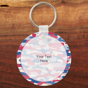 Red White & Blue Camouflage Rugged Aluminium Schlüsselanhänger