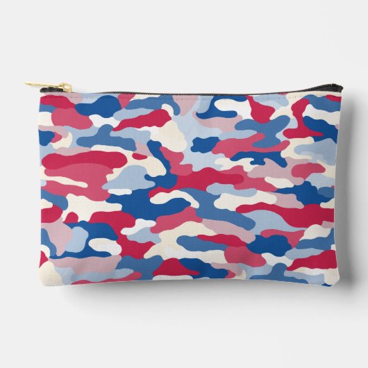Red White & Blue Camouflage Small Zubehörtasche (Vorderseite)