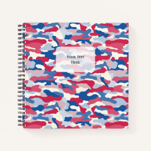 Red White & Blue Camouflage Square Notizblock