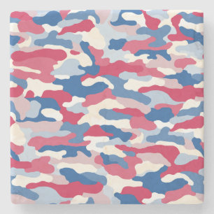 Red White & Blue Camouflage Steinuntersetzer