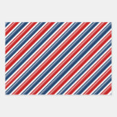 Red White & Blue Candy Cane Strip Holiday Geschenkpapier Set (Vorderseite)