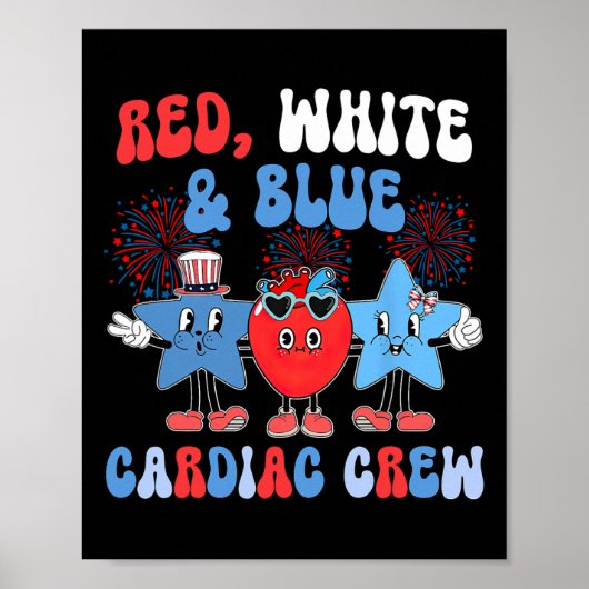 Red White Blue Cardiology Crew Cath Labrador 4t Poster (Vorne)