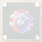 Red White & Blue Cat With American Flag Background Glasuntersetzer (Rückseite)