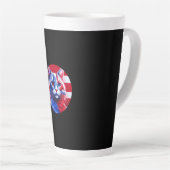Red White & Blue Cat With American Flag Background Milchtasse (Rechte Ecke)