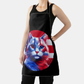 Red White & Blue Cat With American Flag Background Schürze (InSitu)