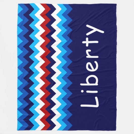 Red White Blue Chevron Custom Large Fleece Blanket (Vorderseite)