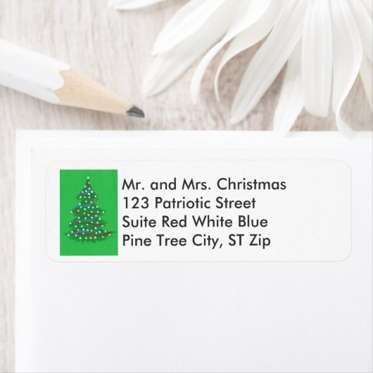 Red White Blue Christmas Tree Address Labels (Insitu)