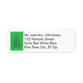 Red White Blue Christmas Tree Address Labels (Vorne)