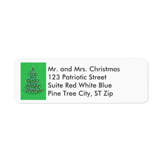 Red White Blue Christmas Tree Address Labels (Vorne)