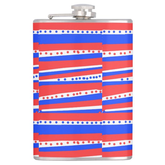 Red White Blue Circles Streifen Flachmann (Vorderseite)