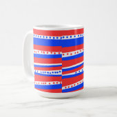 Red White Blue Circles Stripes Chili Kaffeetasse (Vorderseite Links)