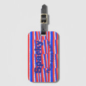 Red White Blue Circles Stripes  Gepäckanhänger (Vorderseite Vertikal)