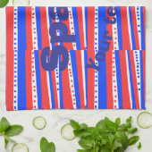 Red White Blue Circles Stripes Geschirrtuch (Gefaltet)