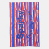 Red White Blue Circles Stripes Geschirrtuch (Vertikal)